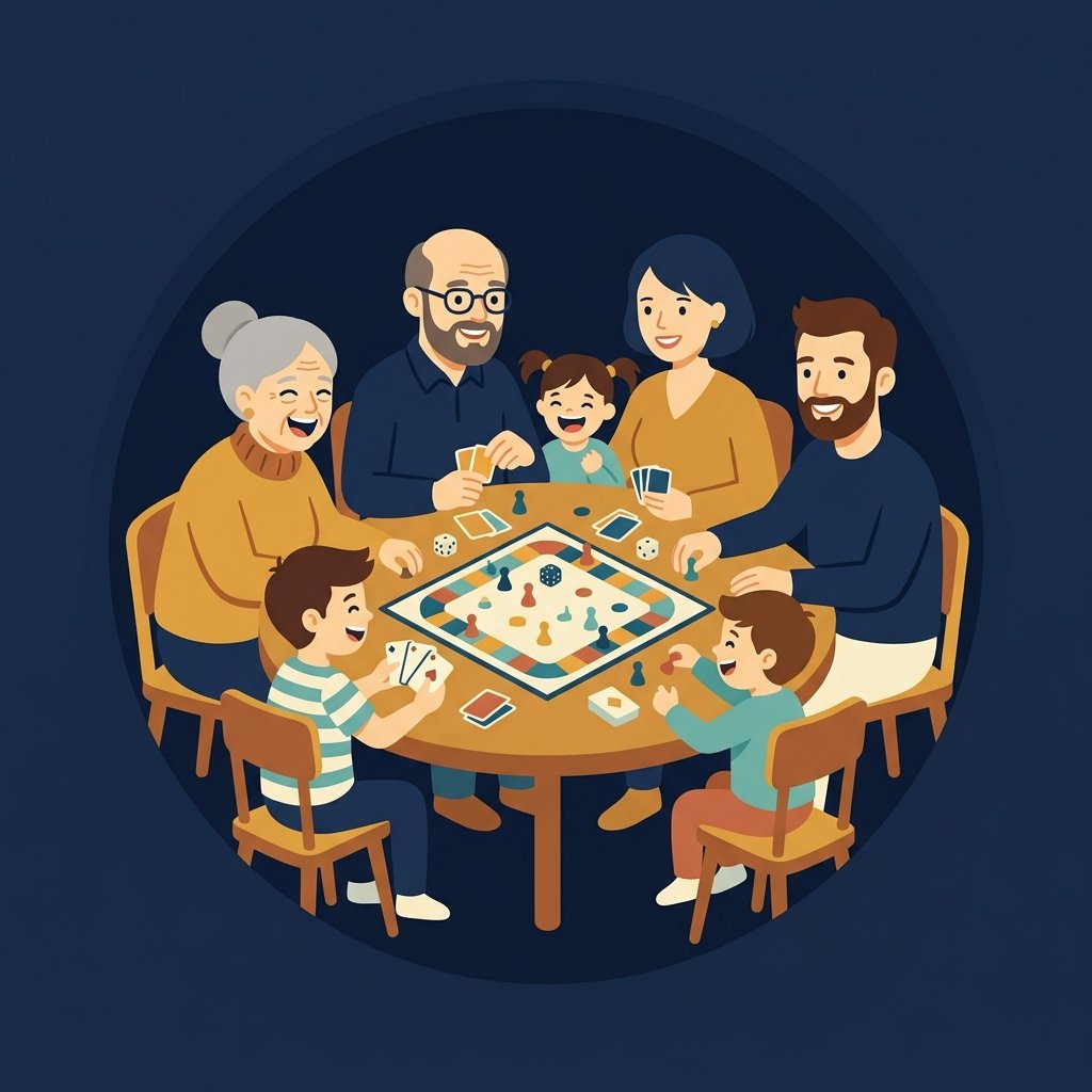 Família toda reunida jogando juntos